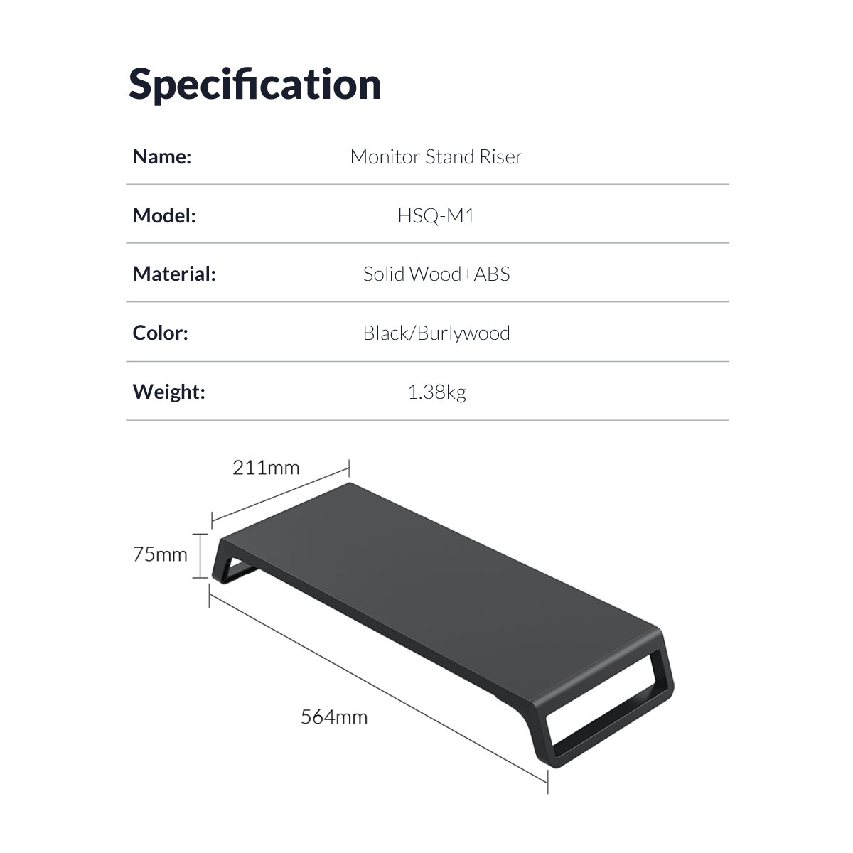 Orico Стойка за монитор Desk Monitor Stand - HSQ-M1-BK