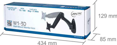Arctic Стойка за монитор за стена WALL Mount Monitor W1-3D - AEMNT00032A