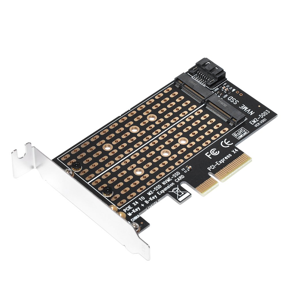 Makki Адаптер M2 SSD NVMe+SATA (M-key+B-key) to PCI Express 3.0 4x adapter - MAKKI-M2-PCIE-2X