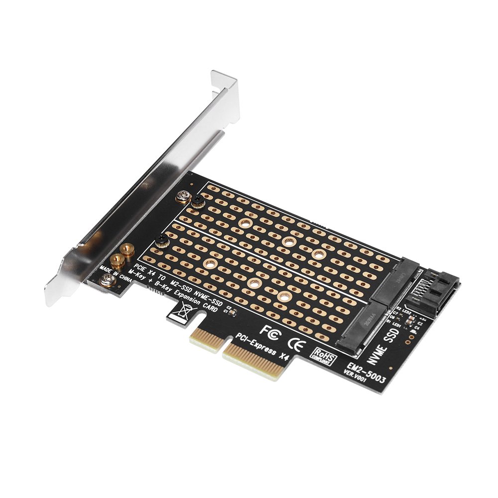 Makki Адаптер M2 SSD NVMe+SATA (M-key+B-key) to PCI Express 3.0 4x adapter - MAKKI-M2-PCIE-2X