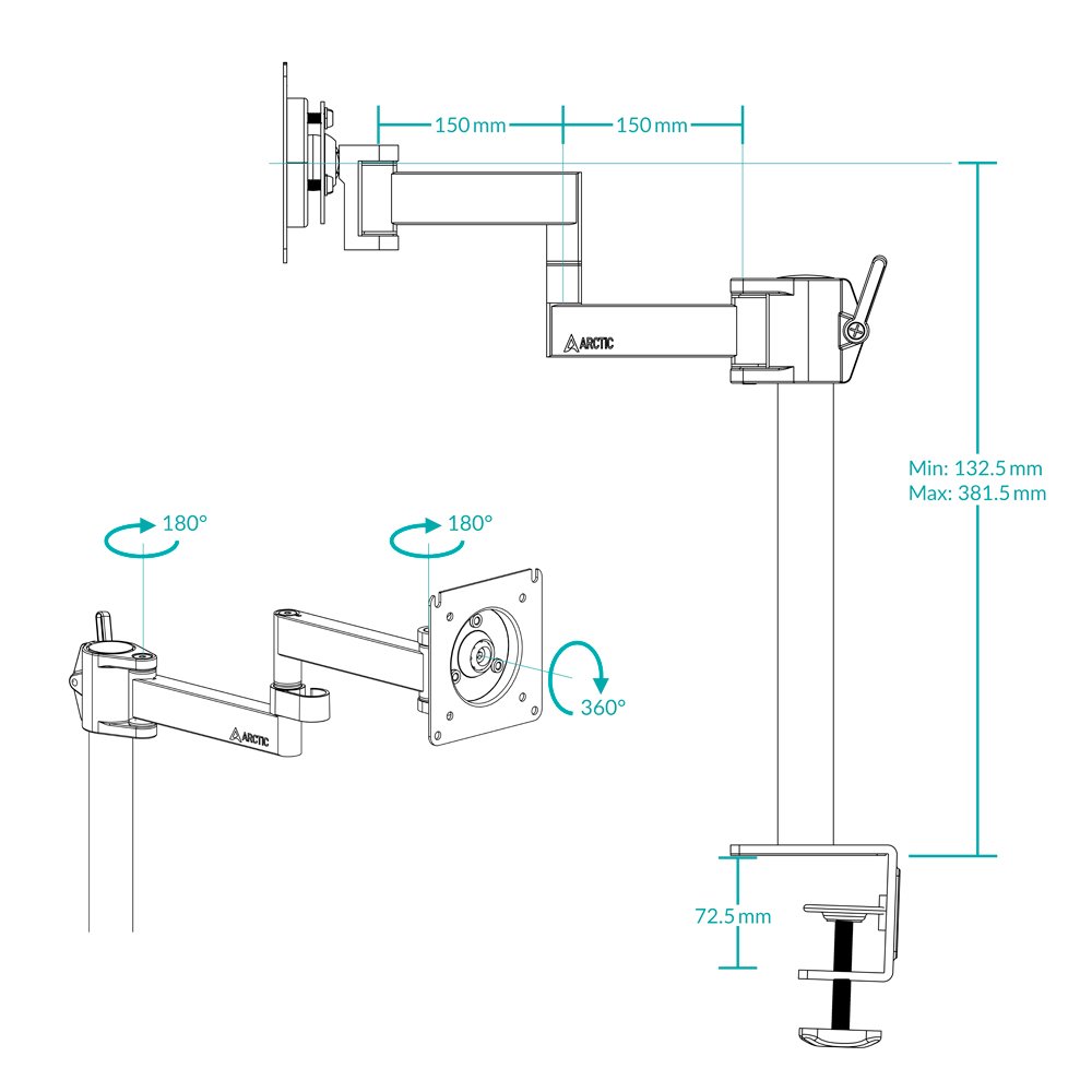 Arctic Стойка за монитор за бюро Desk Mount Monitor - X1