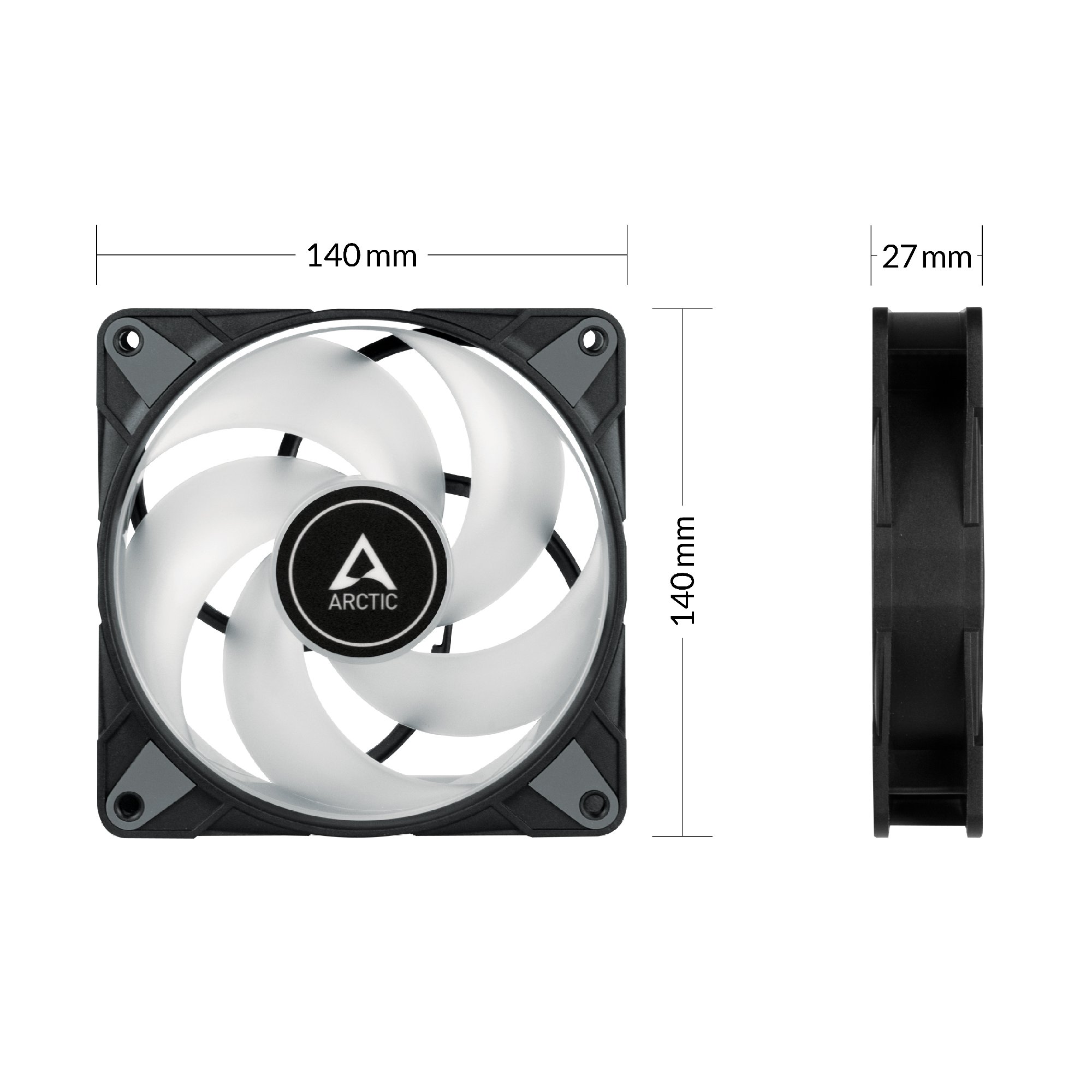 Arctic вентилатор Fan 140mm P14 PWM PST A-RGB 0dB (Black)