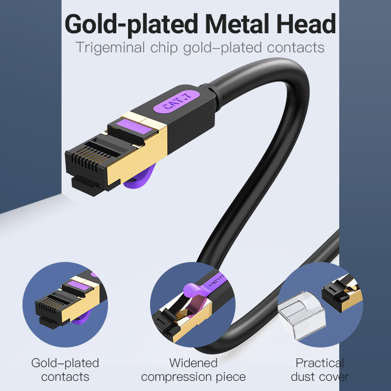 Vention Кабел LAN SSTP Cat.7 Patch Cable - 5M Black 10Gbps - ICDBJ