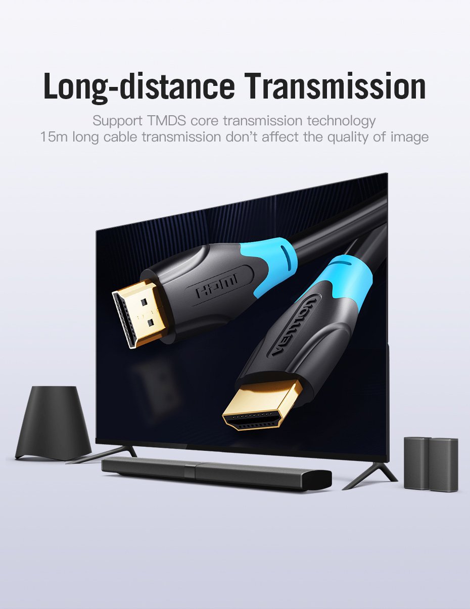 Vention Кабел HDMI v2.0 M / M 4K/60Hz Gold - 10M Black - AACBL