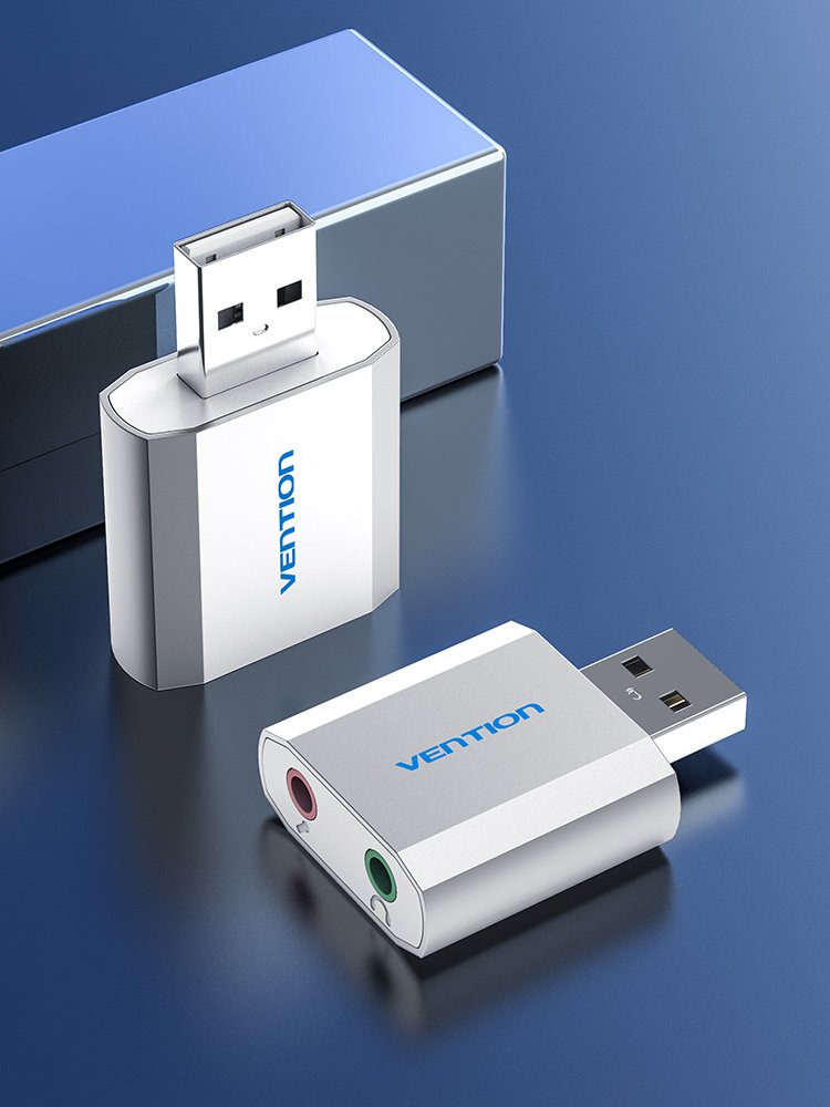 Vention външна звукова карта USB Sound card - Headphones, Mic, Silver - VAB-S13