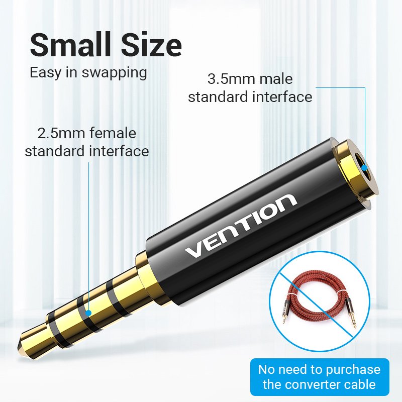 Vention адаптер Adapter Audio 3.5mm M / 2.5mm F Black Metal - BFBB0