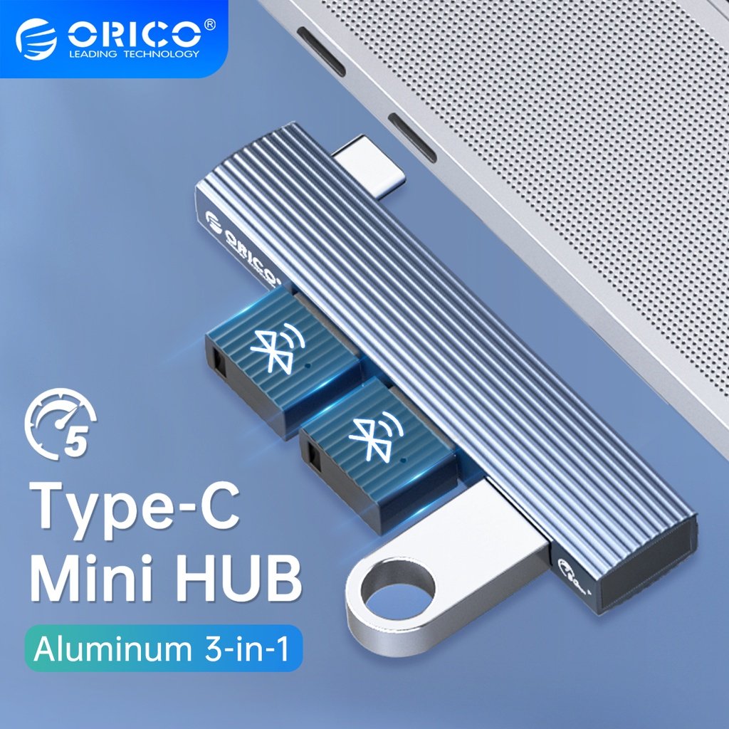 Orico хъб USB3.0/2.0 HUB 3 port TYPE C, Aluminum - AH-W13-GY