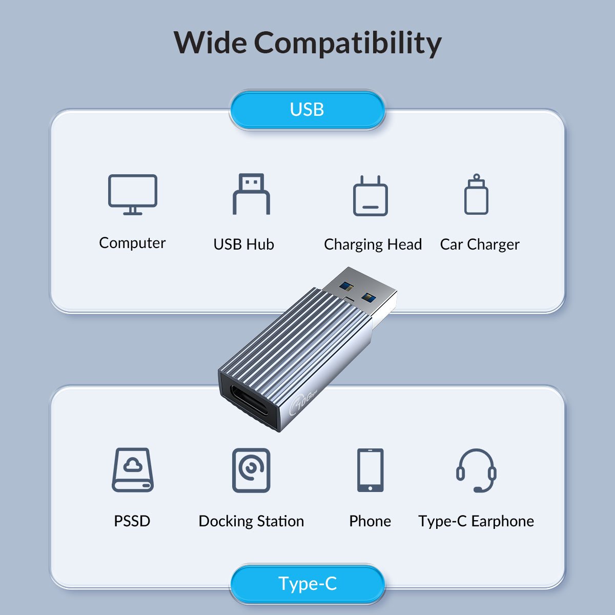 Orico Адаптер Adapter USB3.1 to Type-C (female) - AH-AC10-GY