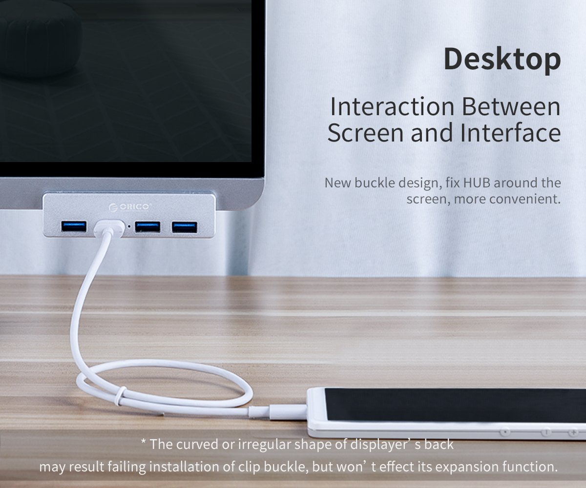 Orico хъб USB 3.0 HUB Clip Type 4 port - Aluminum - MH4PU-SV
