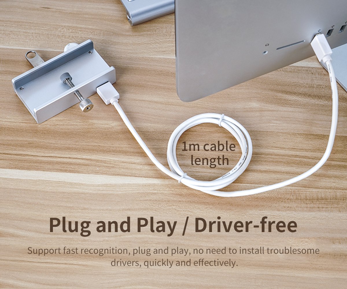 Orico хъб USB 3.0 HUB Clip Type 4 port - Aluminum - MH4PU-SV