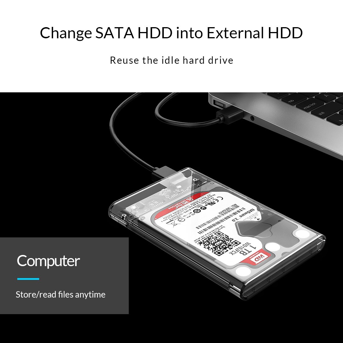 Orico външна кутия за диск Storage - Case - 2.5 inch 5Gbps Type-C Transparent - 2139C3-G2-CR-EP