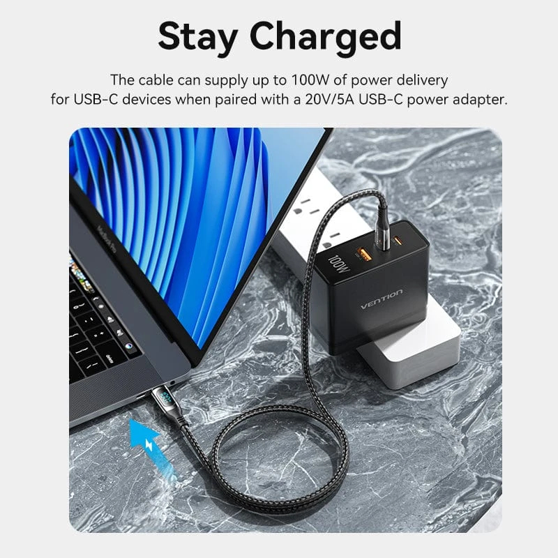 Vention кабел USB2.0 Type-C/Type-C 100W 1.2m - TAYBAV