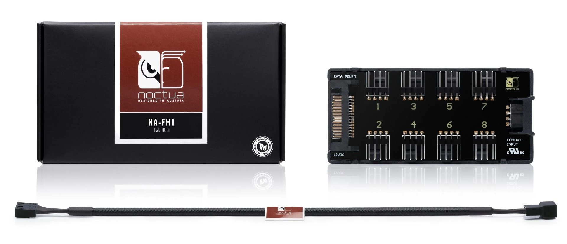 Noctua разклонител за вентилатори Fan Hub - 8 port PWM with SATA Power 5V/12V - NA-FH1