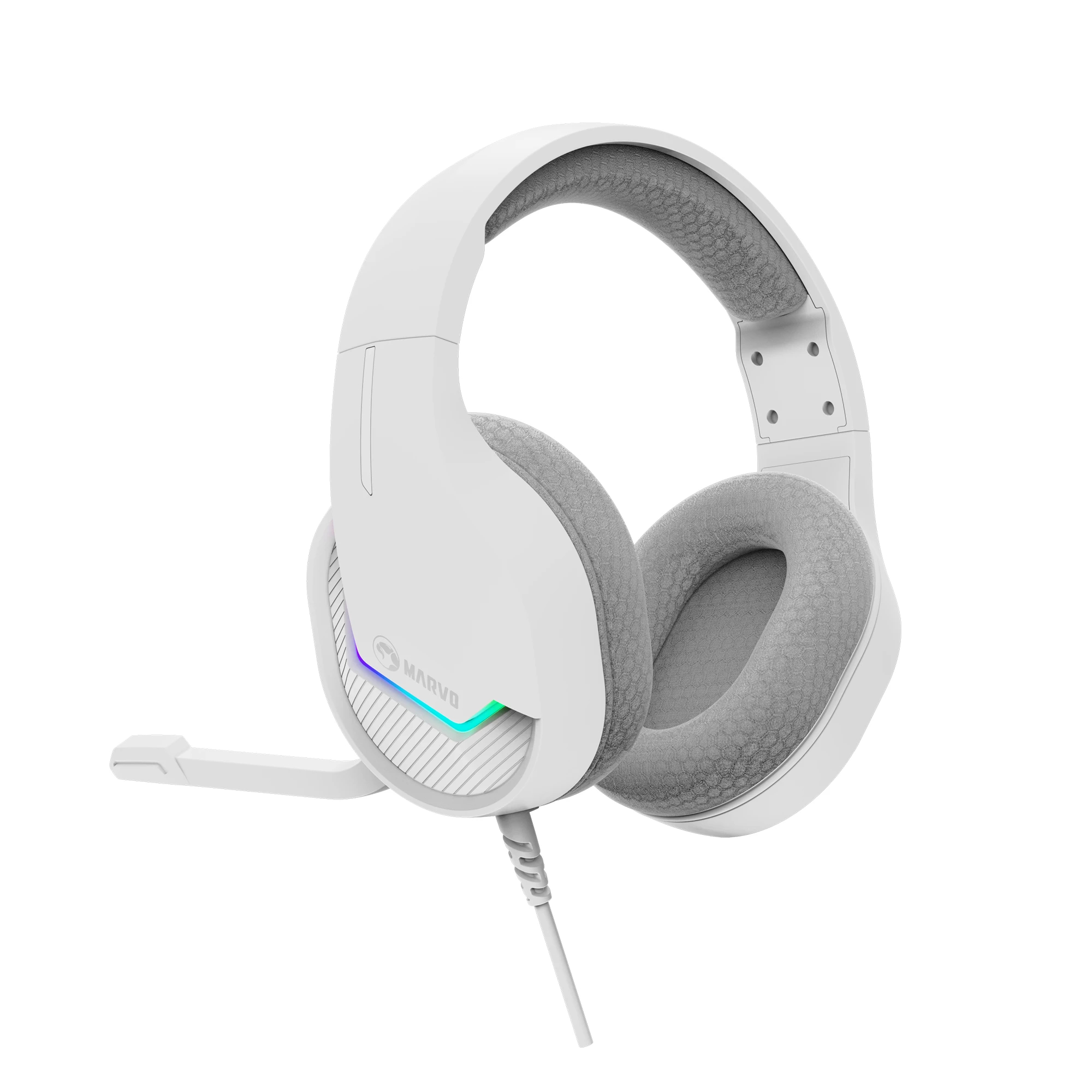 Marvo геймърски слушалки Gaming Headphones H8618 White - 50mm, USB, RGB