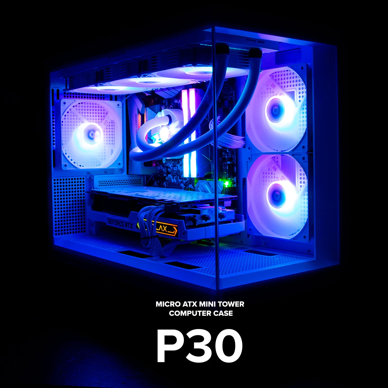 Zalman кутия Case mATX - P30 White - aRGB, Tempered Glass