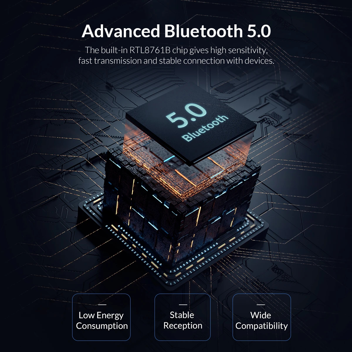 Orico блутут адаптер Bluetooth 5.0 USB adapter, black - BTA-608-BK