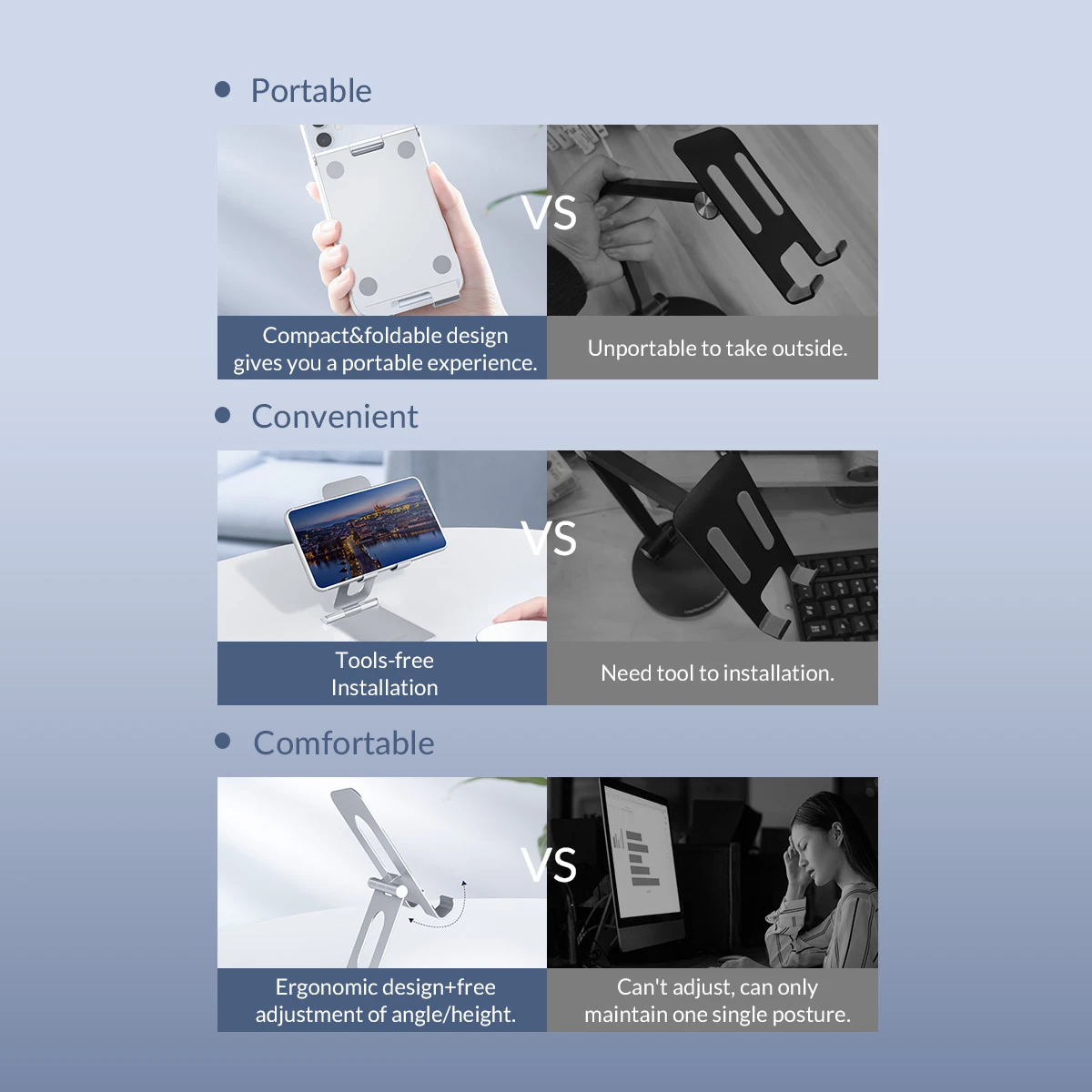 Orico стойка за телефон или таблет за бюро Phone/Tablet Holder - LST-S1-SV-BP