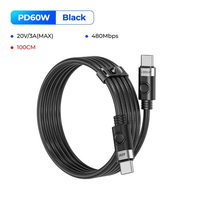 Orico кабел Cable USB C-to-C PD 100W Charging 1.0m White - CDX-100CC-WH