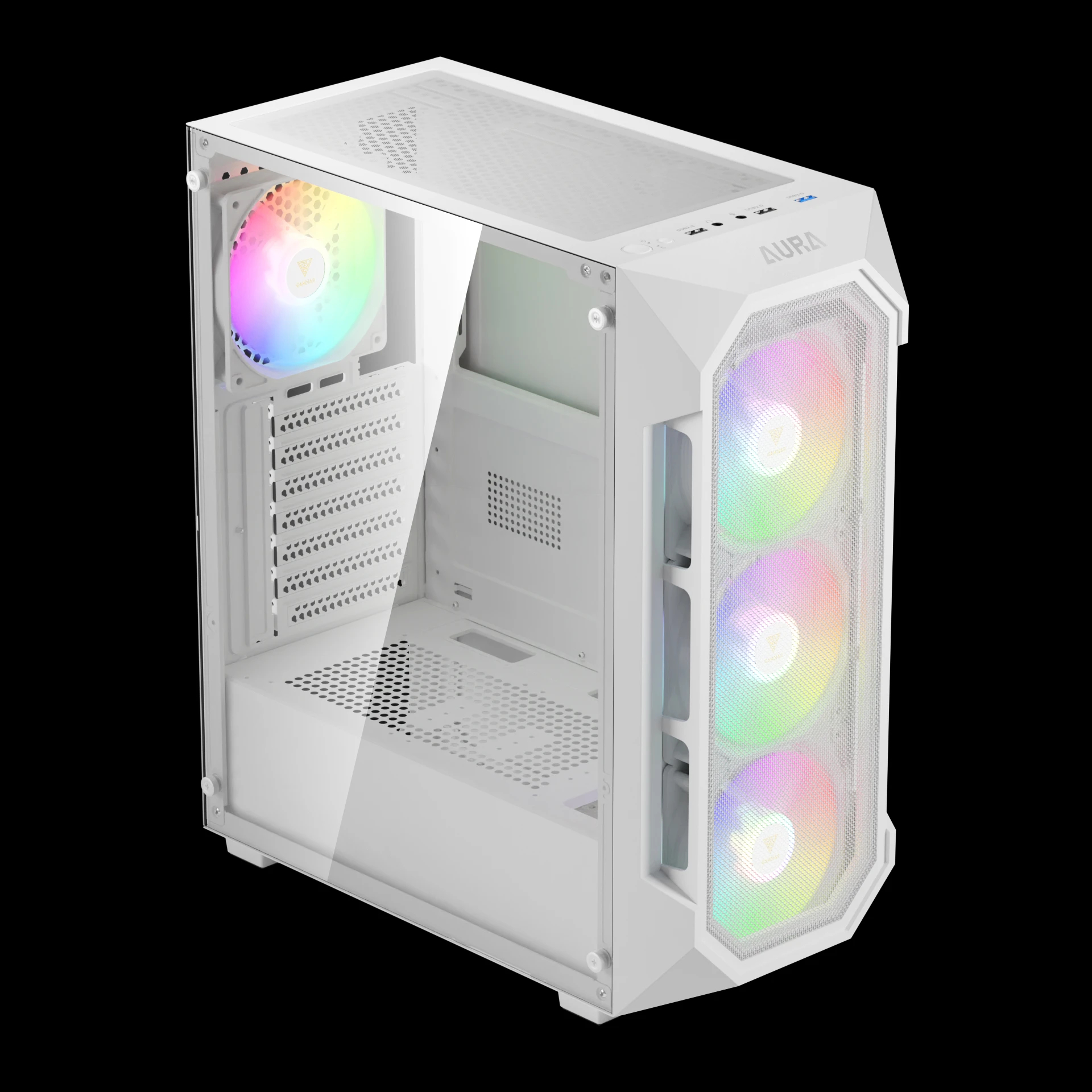 Gamdias кутия Case ATX - AURA GC1 Elite White - Mesh, RGB, Tempered Glass