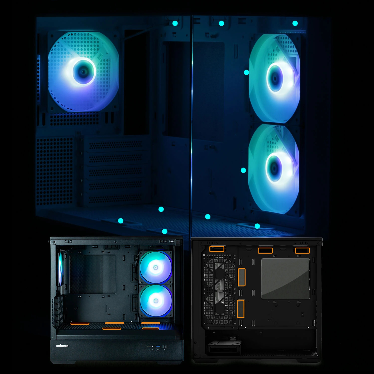 Zalman кутия Case mATX - P30 Black - aRGB, Tempered Glass