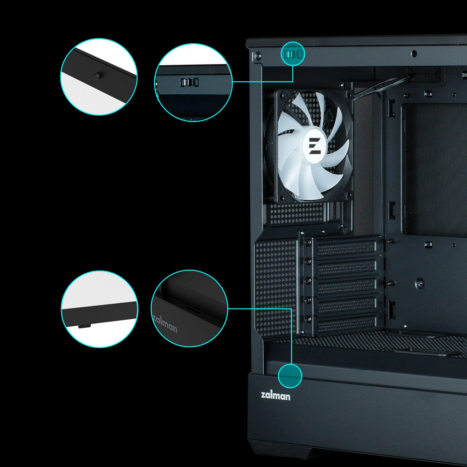 Zalman кутия Case mATX - P30 Black - aRGB, Tempered Glass