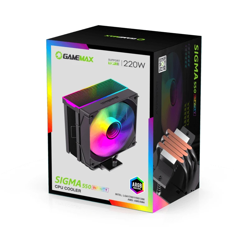 Gamemax охладител CPU Cooler Sigma 550 Infinity Black - Addressable RGB