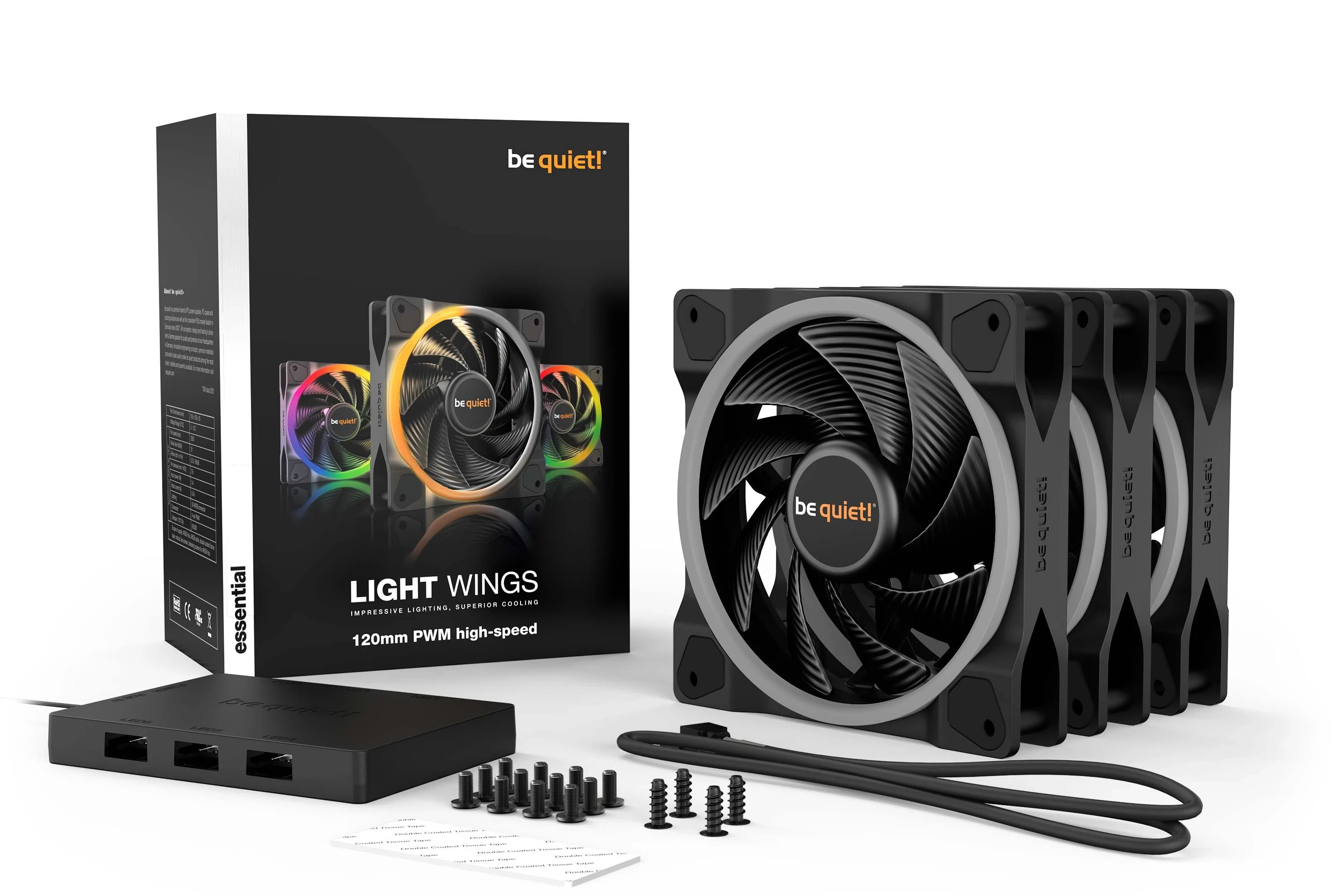 be quiet! комплект вентилатори Fan Pack 3-in-1 3 x 120mm - LIGHT WINGS 120mm PWM high-speed Triple-Pack