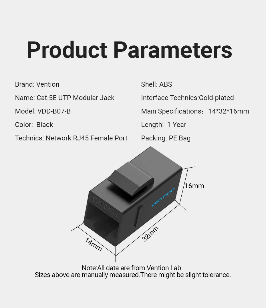 Vention Съединител LAN 8P8C Coupler - VDD-B07-B