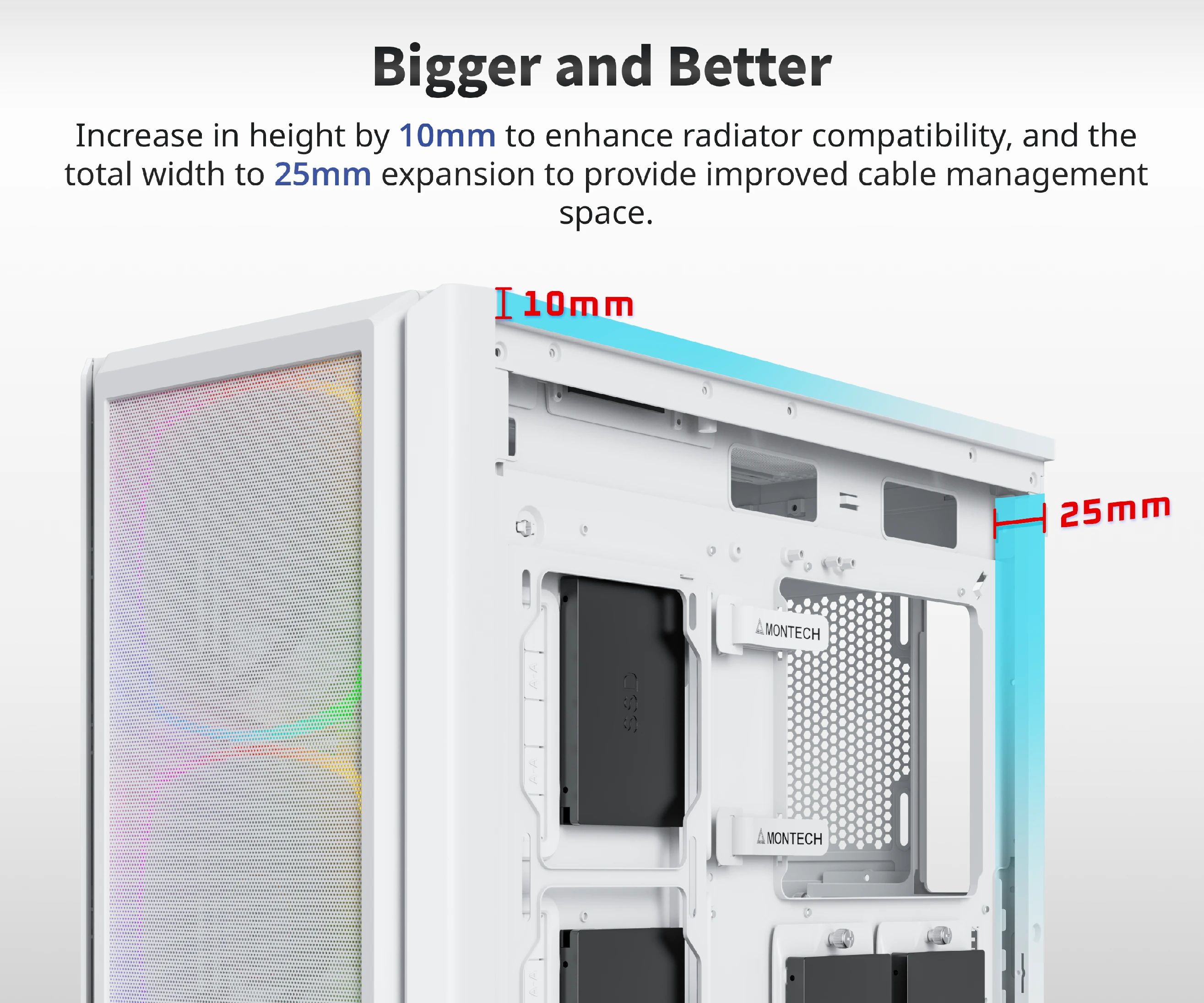 Montech кутия SKY TWO GX, Mid-tower Case, TG, 3x140mm ARGB Fans, White