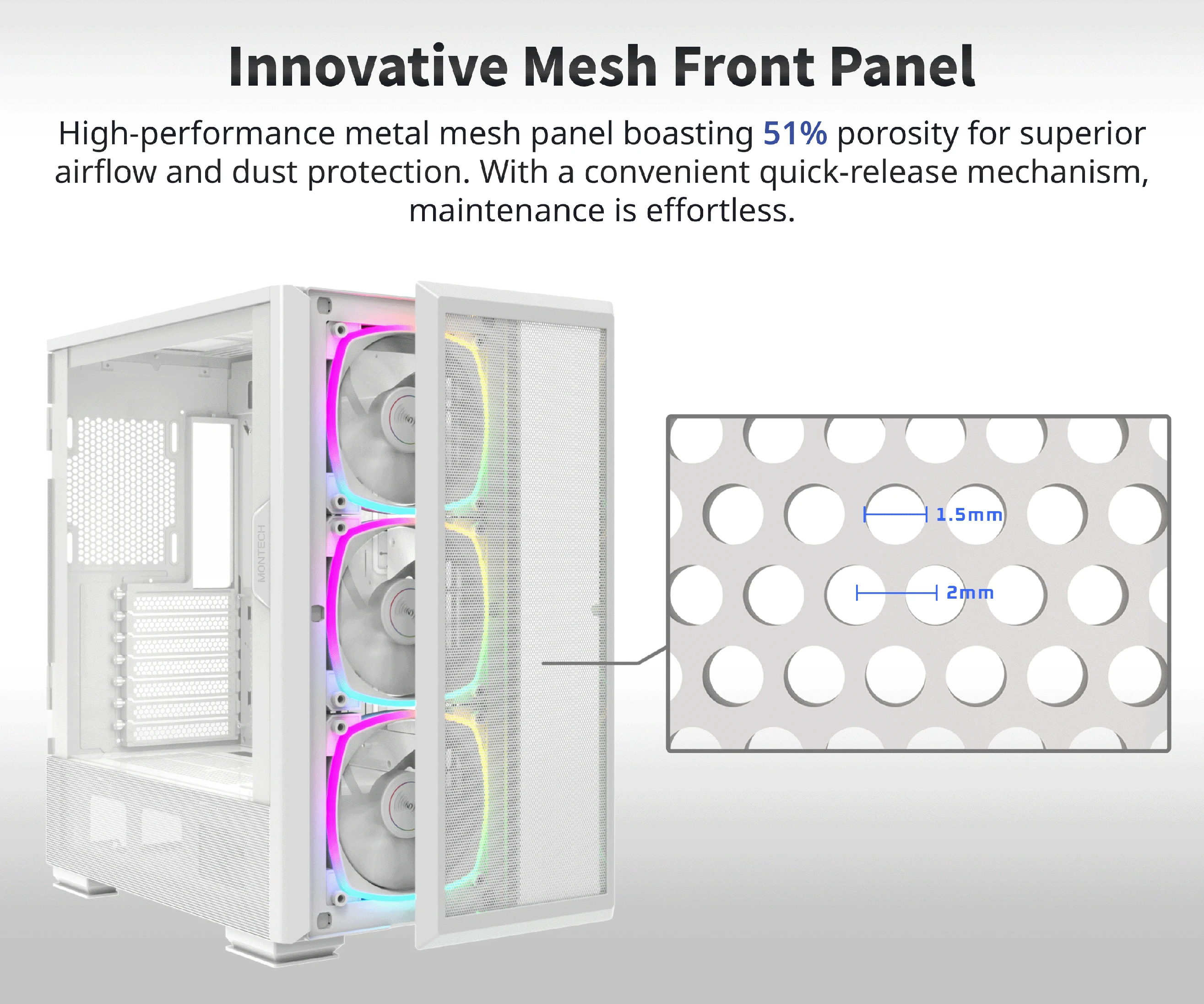Montech кутия SKY TWO GX, Mid-tower Case, TG, 3x140mm ARGB Fans, White