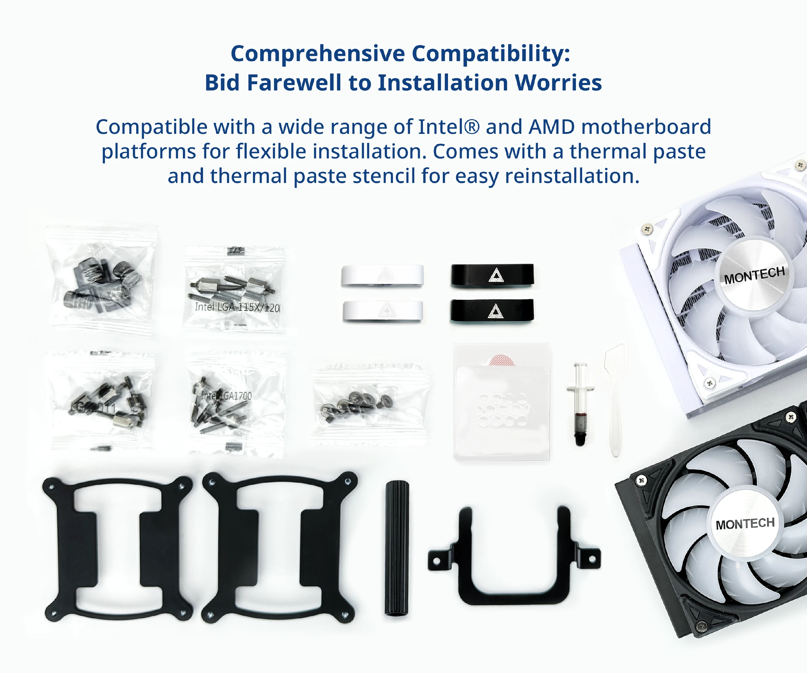 Montech водно охлаждане Hyper Flow ARGB 240, CPU Liquid Cooler, White