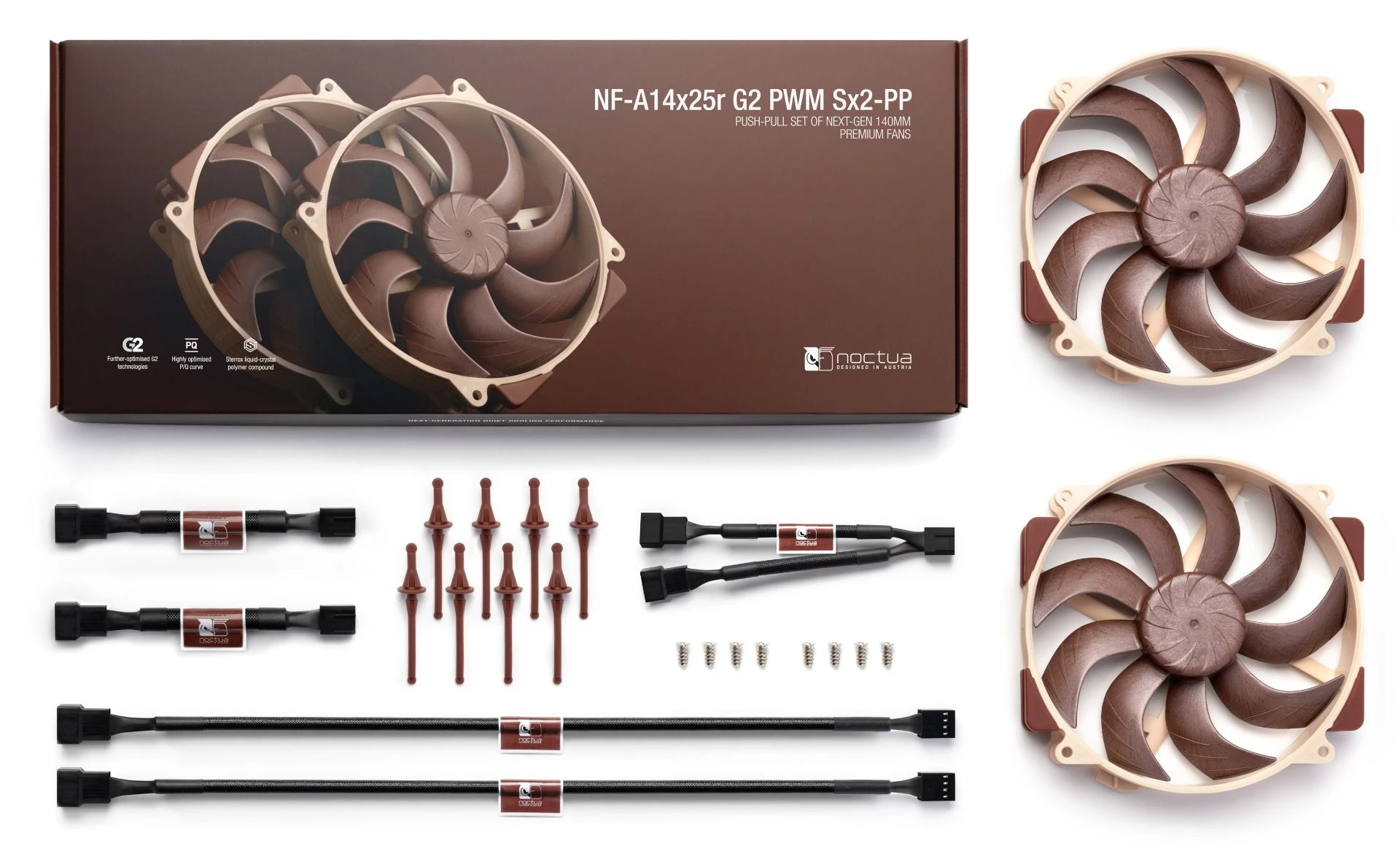 Noctua комплект вентилатори FAN SET 2 x Fan 140mm - NF-A14x25r G2 PWM Sx2-PP