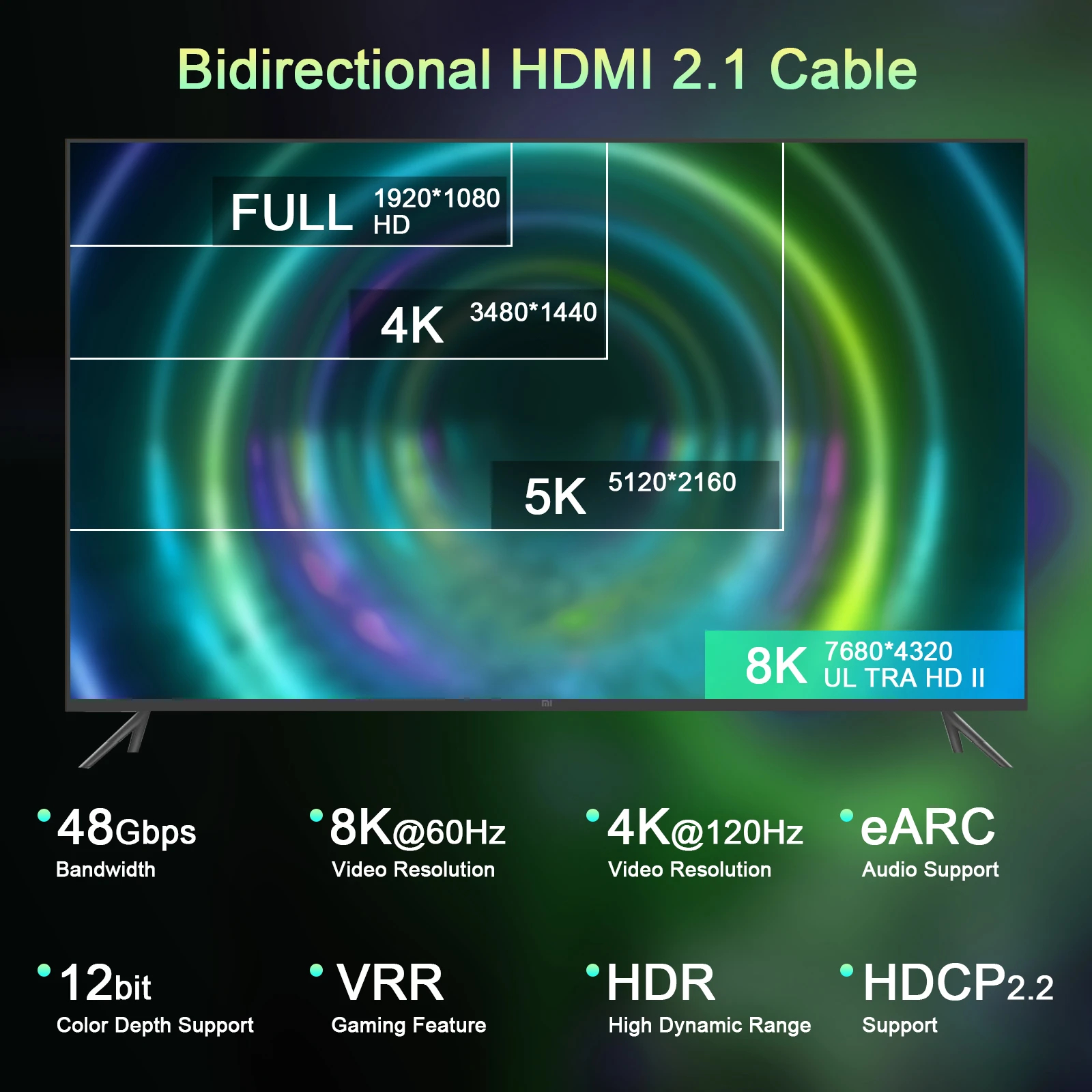VCom Кабел HDMI v2.1 M / M 2.0m - 8K Dolby Vision HDR, Black/Grey - CG805-2.0m