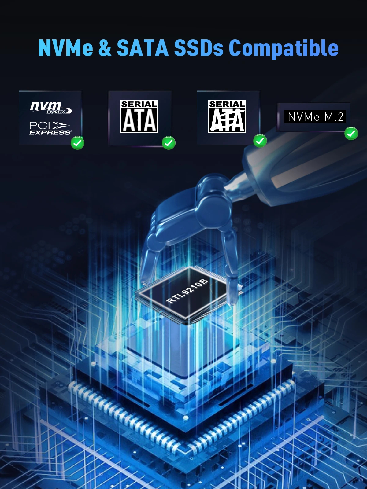 VCom външна кутия за диск Storage Case - M.2 NVMe/SATA/NGFF M/B key - 10Gbps USB3.1 Type-C/A - CU850SN