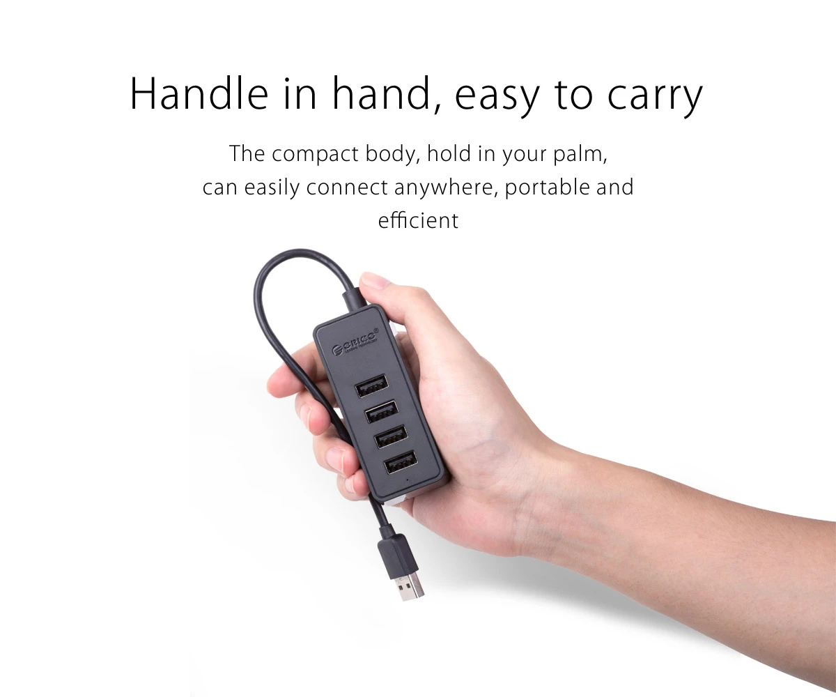 Orico хъб USB2.0 HUB 4 port - USB/Micro USB input, Black - W5P-U2-030-BK-EP