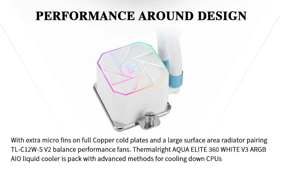 Thermalright водно охлаждане Water Cooling Aqua Elite 360 White A-RGB V3 - LGA1851/LGA1700/AM5