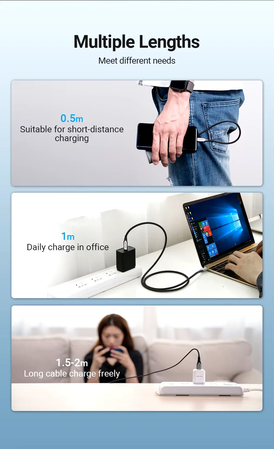 Vention Кабел USB 2.0 Type-C to Type-C - 1.0M Black 5A Fast Charge - TAEHF