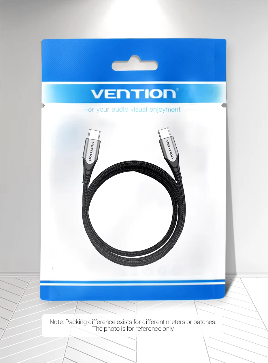 Vention Кабел USB 2.0 Type-C to Type-C - 1.0M Black 5A Fast Charge - TAEHF