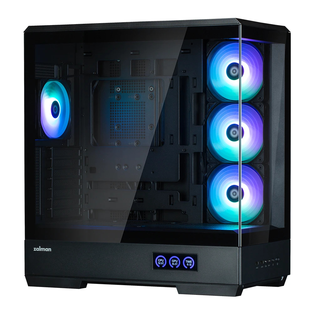 Zalman кутия Case ATX - P50 DS Black - Digital Display, Addressable RGB