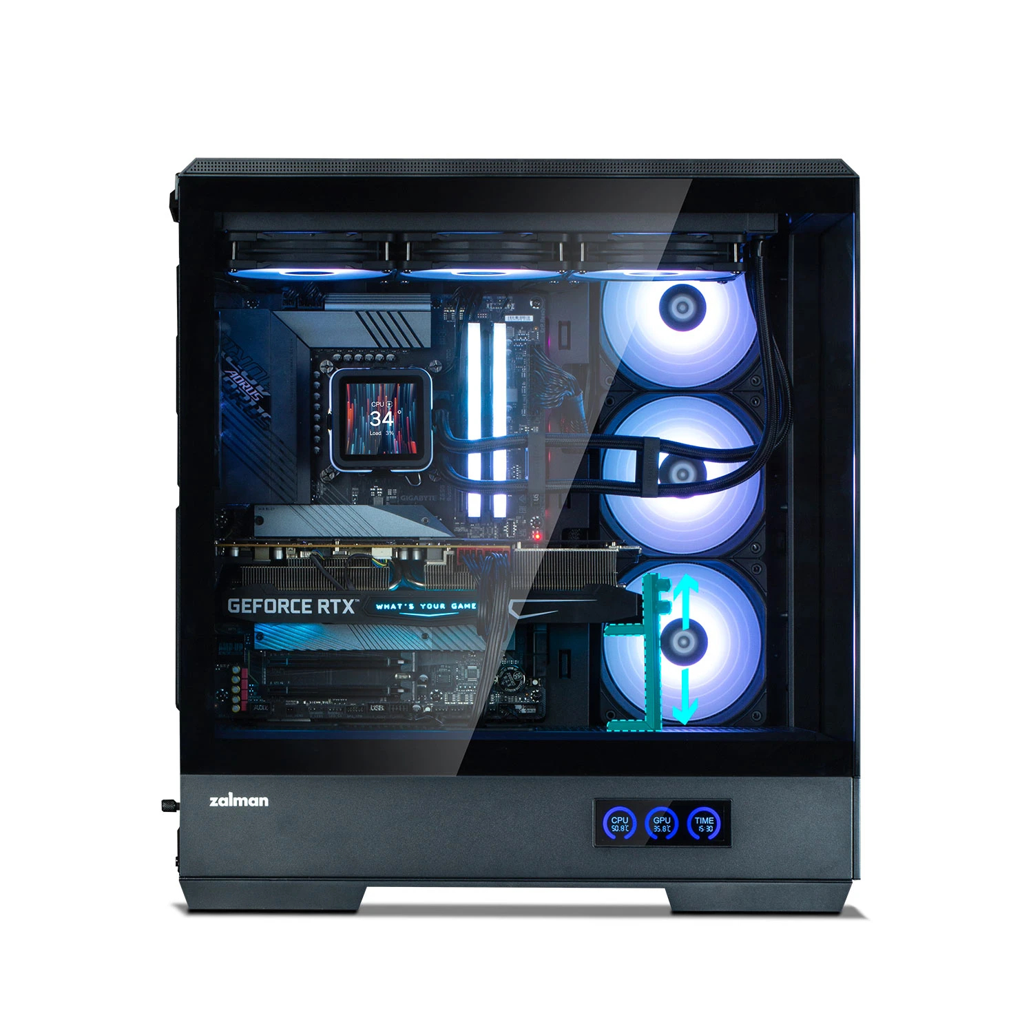 Zalman кутия Case ATX - P50 DS Black - Digital Display, Addressable RGB