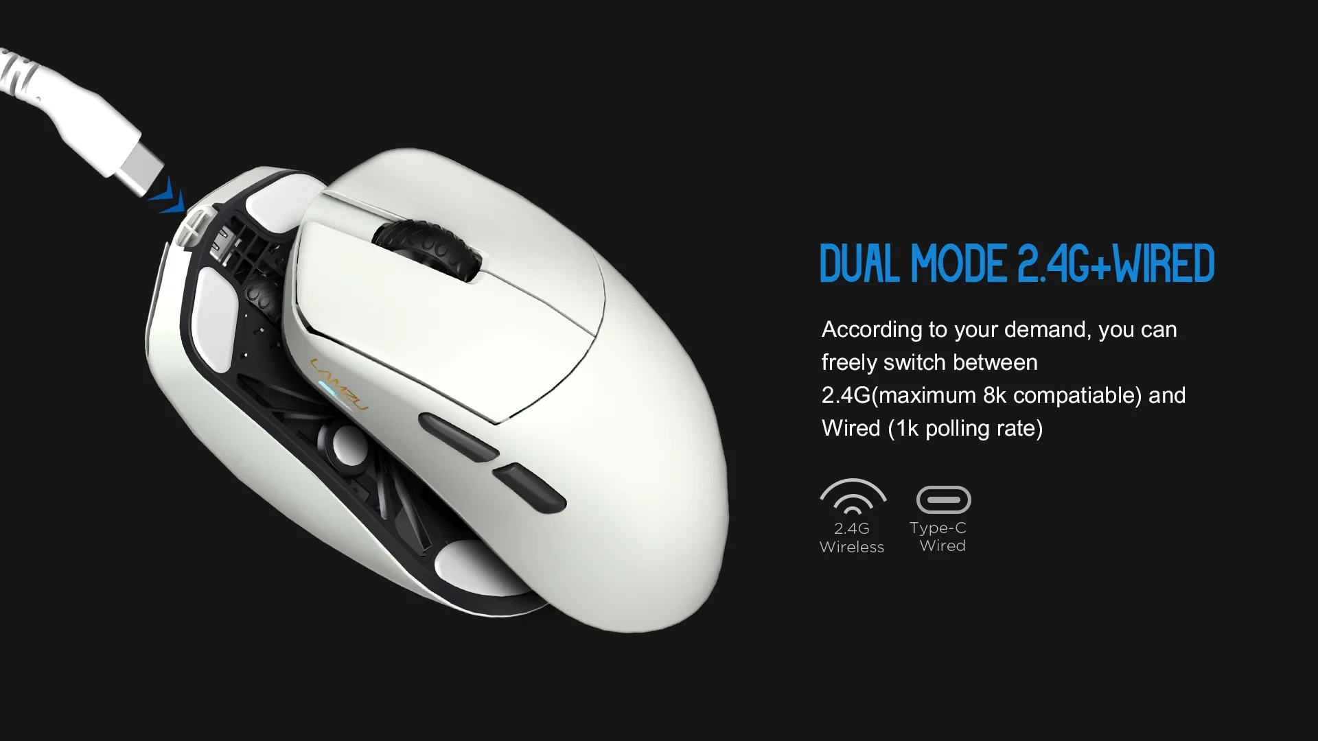 Lamzu професионална геймърска мишка MAYA X 8K - Wireless Gaming Mouse - Black