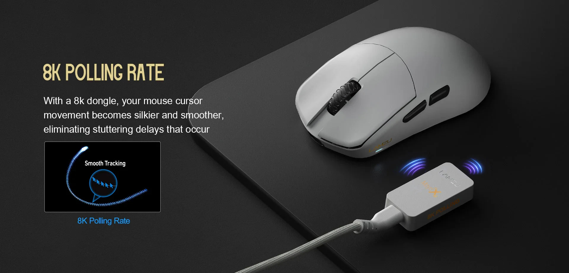 Lamzu професионална геймърска мишка MAYA X 8K - Wireless Gaming Mouse - Black