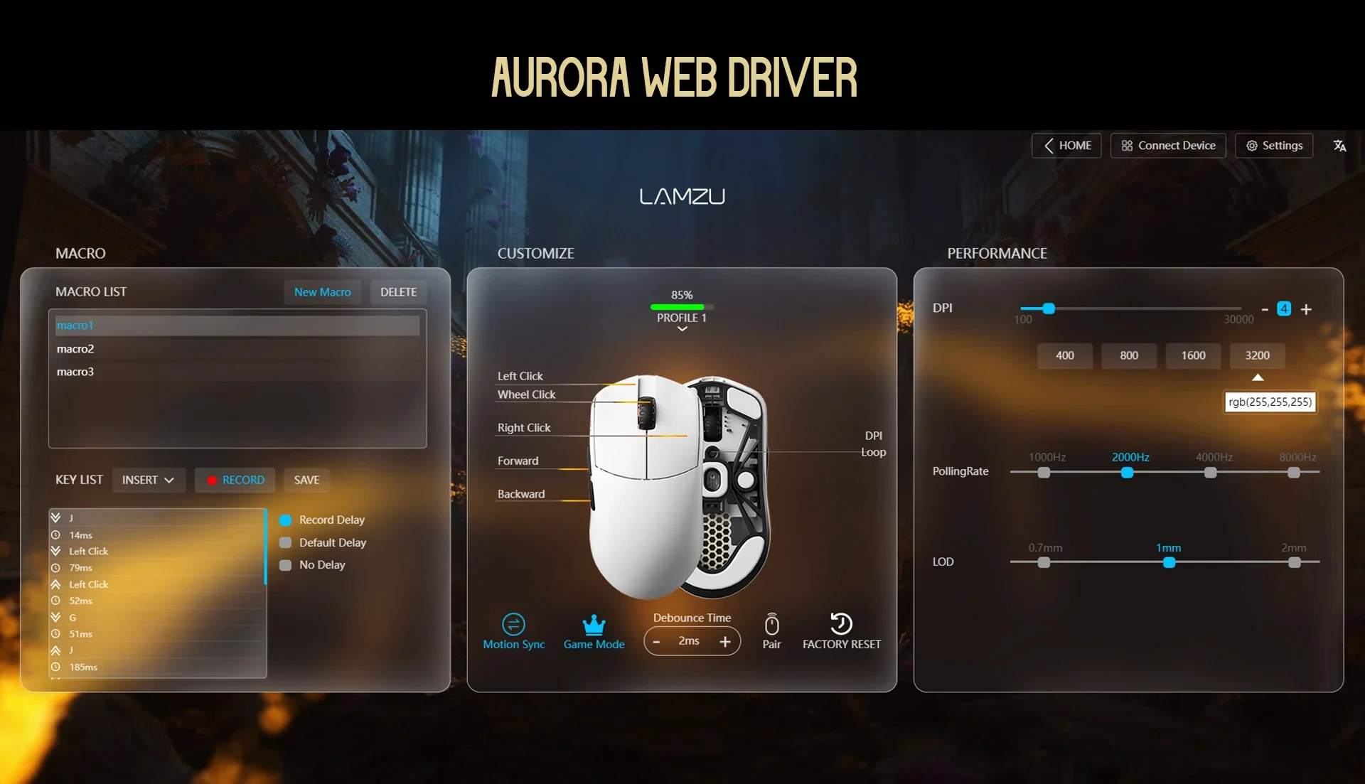 Lamzu професионална геймърска мишка MAYA X 8K - Wireless Gaming Mouse - White