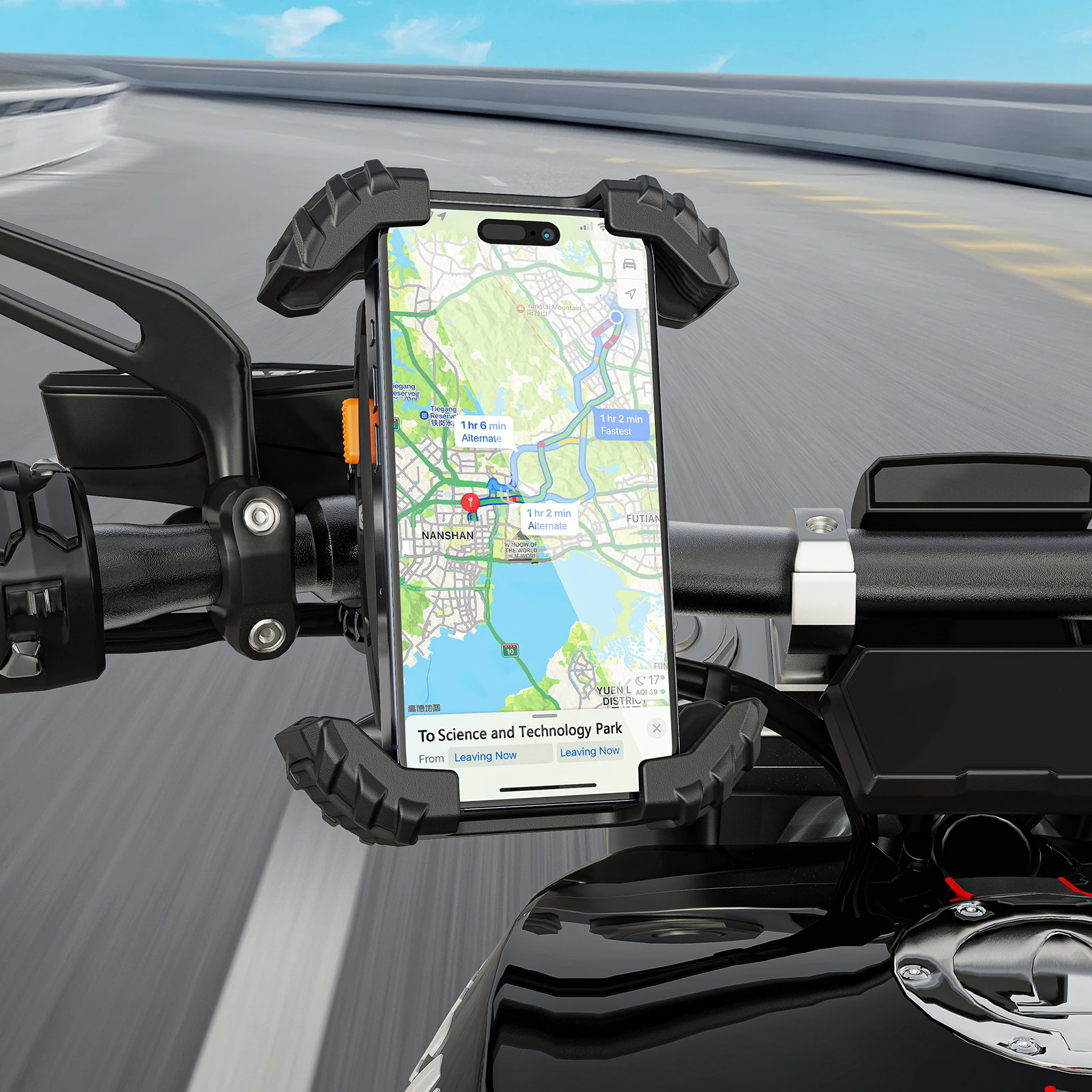 Acefast Стойка за телефон за колело Bicycle phone holder - Anti-skid, Shock-Absorbing - D23 - Black