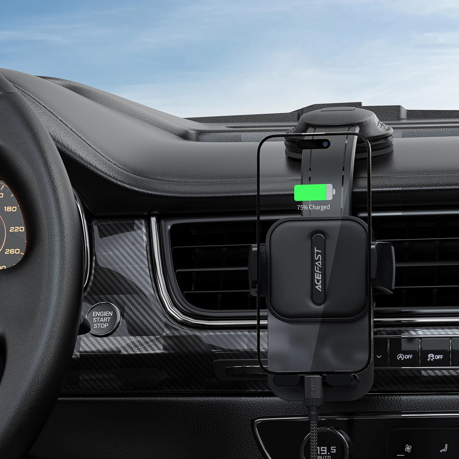 Acefast Стойка за телефон за кола Car phone holder - 360 degree - D26 Black