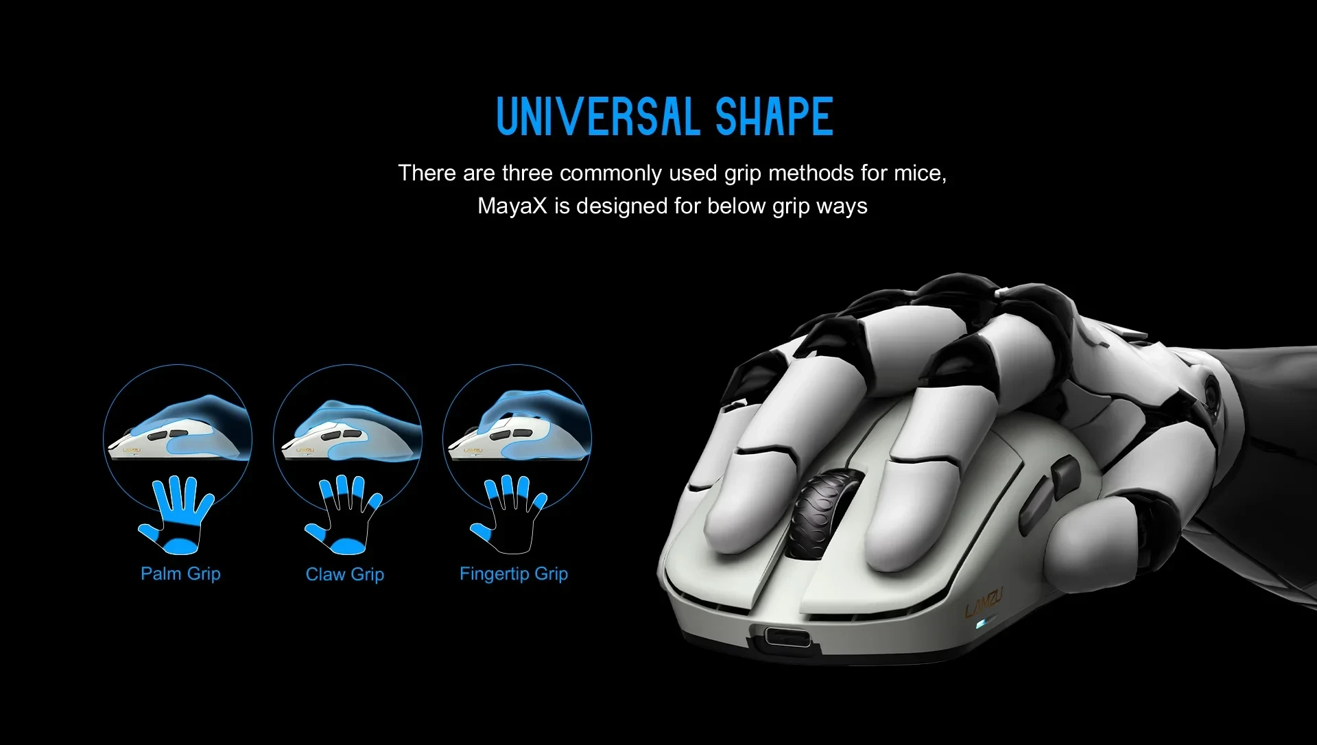 Lamzu професионална геймърска мишка MAYA X 8K - Wireless Gaming Mouse - Cloud Grey
