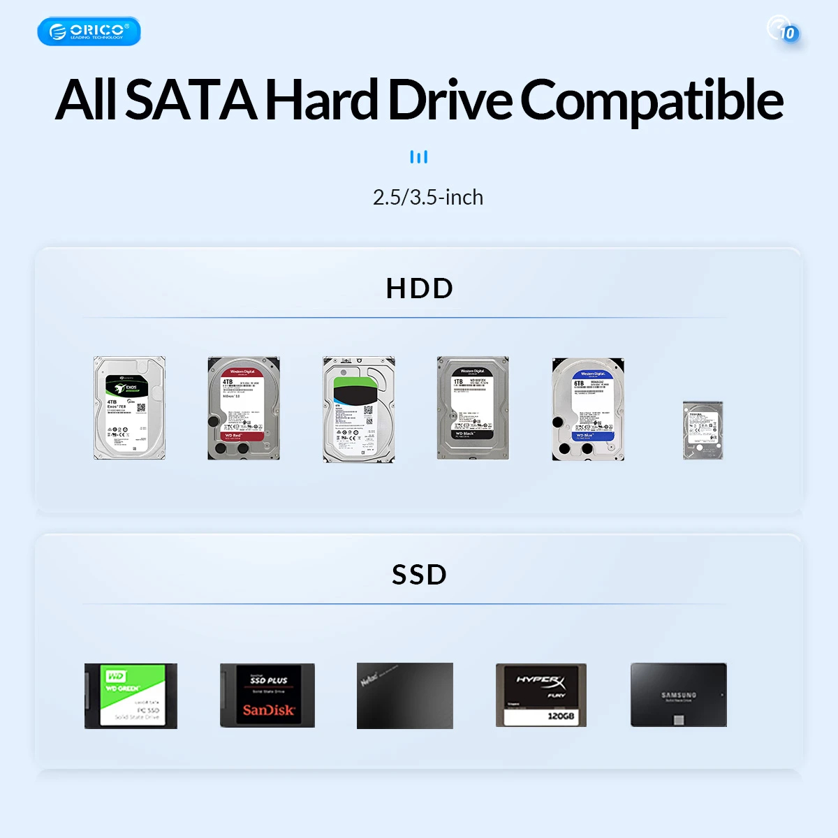 Orico докинг станция Storage - HDD/SSD Dock - 2 BAY Offline Clone 2.5/3.5 USB-C/USB-A - 6626C3-C-V1