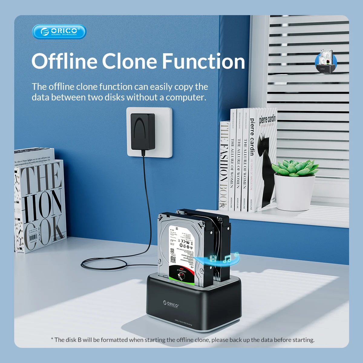 Orico докинг станция Storage - HDD/SSD Dock - 2.5/3.5 inch USB-C/USB-A - 6819C3-V1