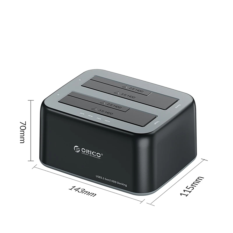 Orico докинг станция Storage - HDD/SSD Dock - 2 BAY 2.5/3.5 USB-C/USB-A - 6829C3-V1