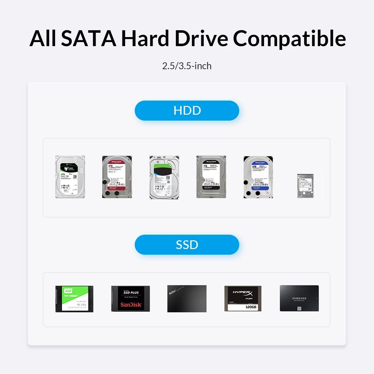 Orico докинг станция Storage - HDD/SSD Dock - 2 BAY 2.5/3.5 USB-C/USB-A - 6829C3-V1